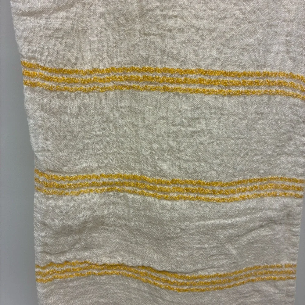 EasterTable Runner Yellow /White Striped Guaze Table Runner 84”X13” Cottage Core